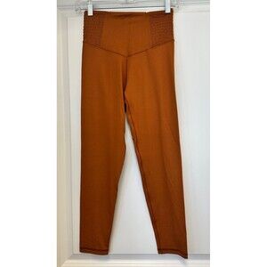 Aerie Offline Leggings Womens M Real Me 7/8 Hi Rise Smocked  Waist Brown Orange